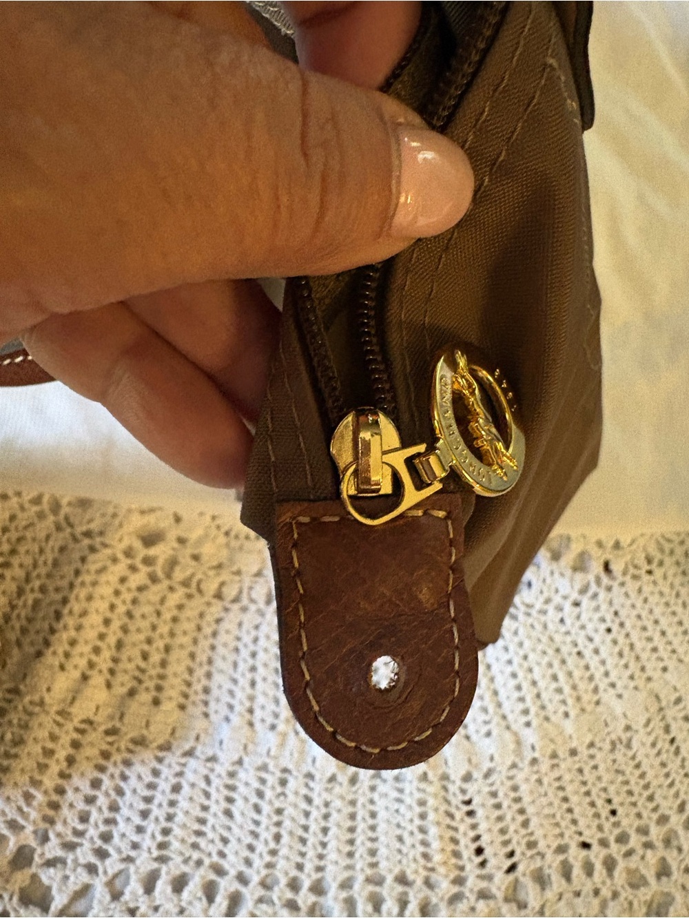 Longchamp Brown Nylon Trio with Tan Leather Trim - Picture 7 of 10